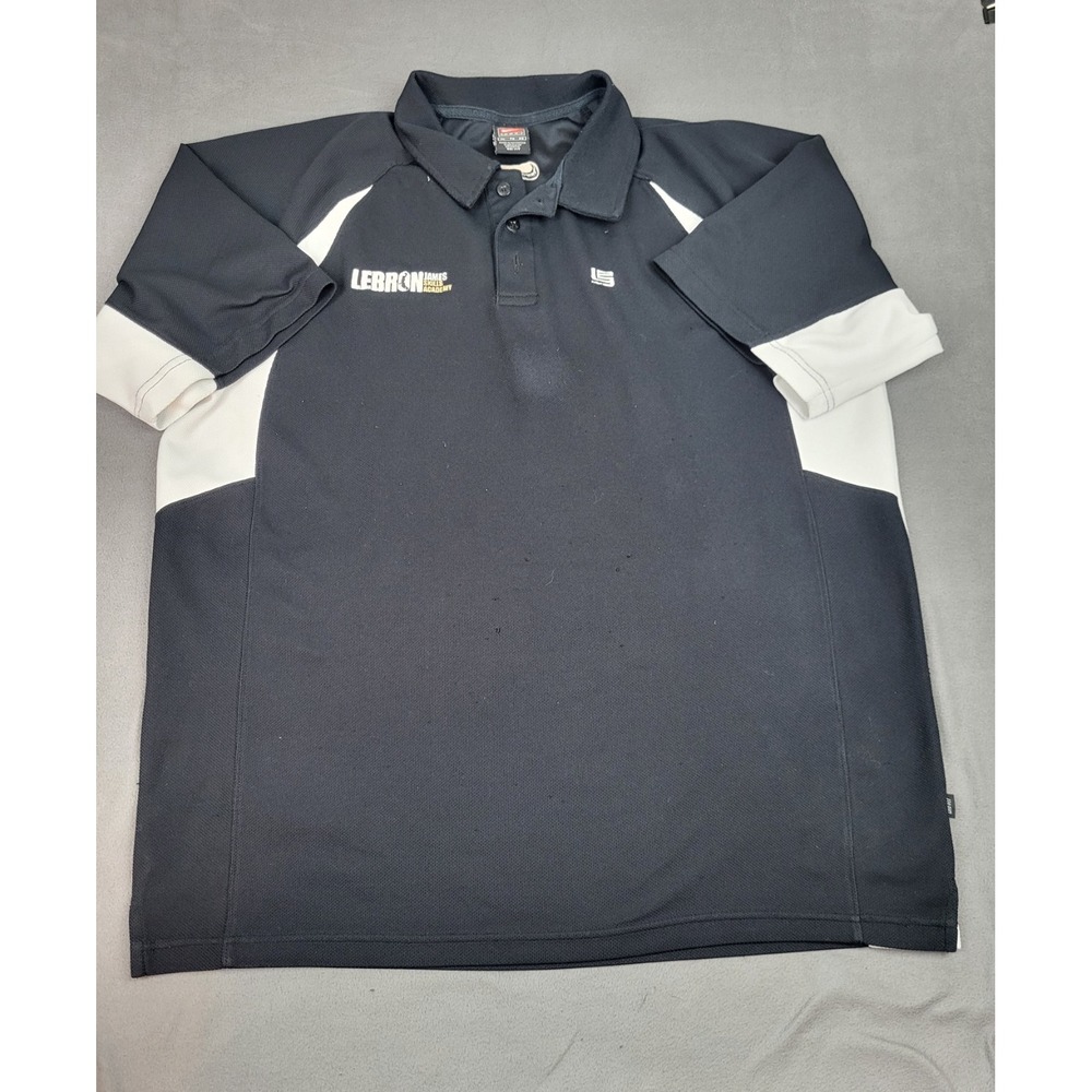 Nike Team Lebron James Skills Academy Shirt Mens XL Black Lightweight Polo Shirt